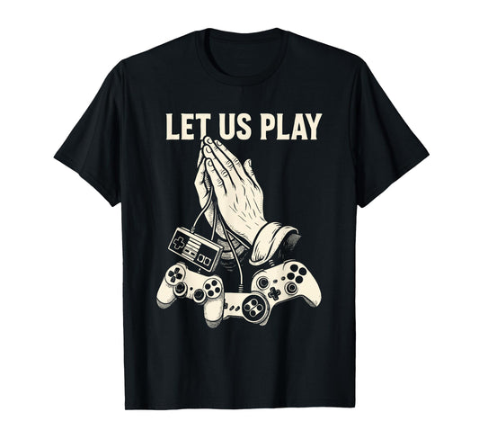 Funny Gamer Pun Praying Hands Video Game Humor Retro Console T-Shirt