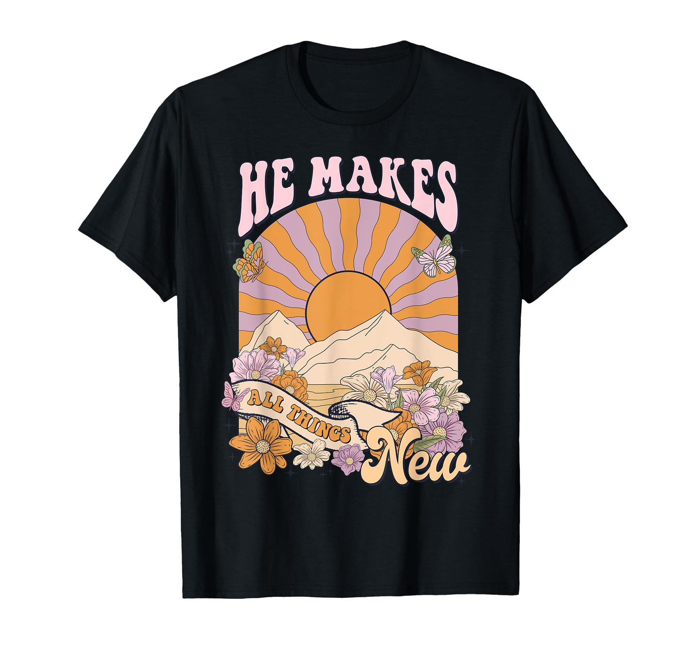 He Makes All Things New, Boho Christian Jesus, Bible Verse T-Shirt