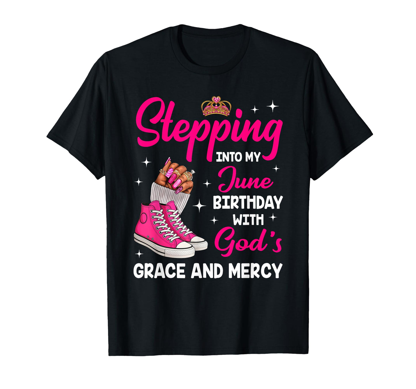 Stepping Into My June Birthday Afro Woman Melanin Queen T-Shirt