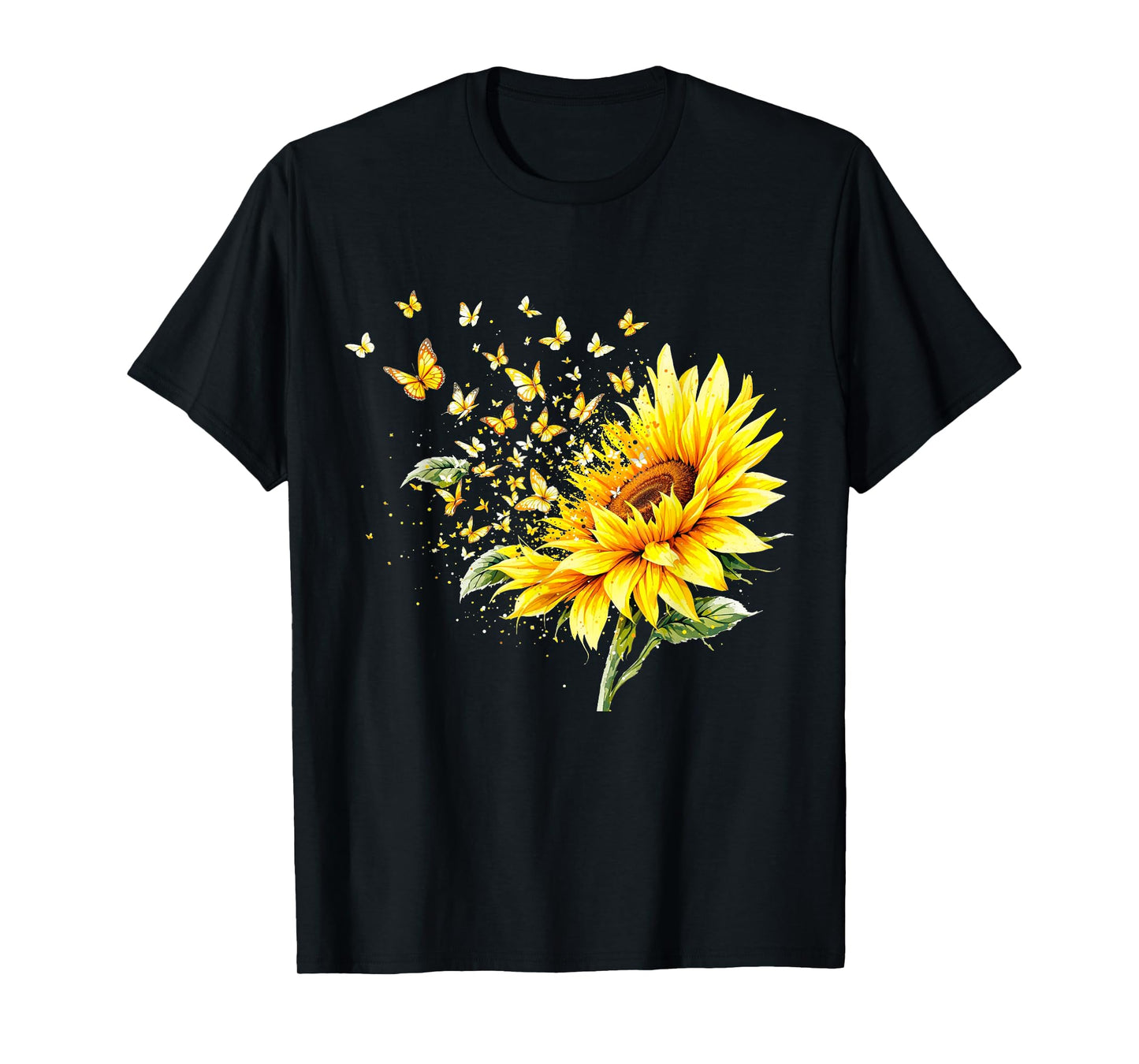 Summer Sunflower Butterfly Botanical Plant Lover Sunshine T-Shirt