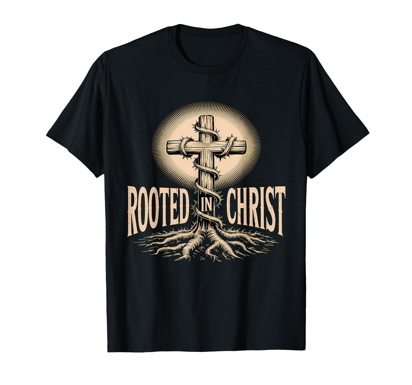 Rooted in Christ Christian Faith Jesus Cross T-Shirt