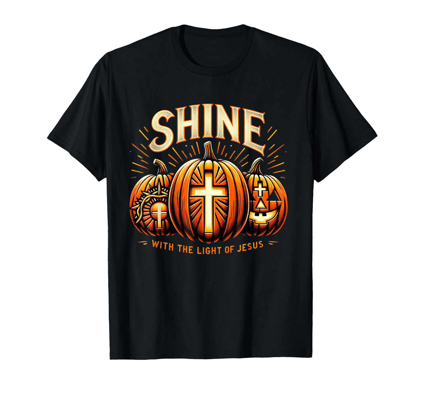 Halloween Scary Pumpkin Shine With Light Of Jesus Christian T-Shirt