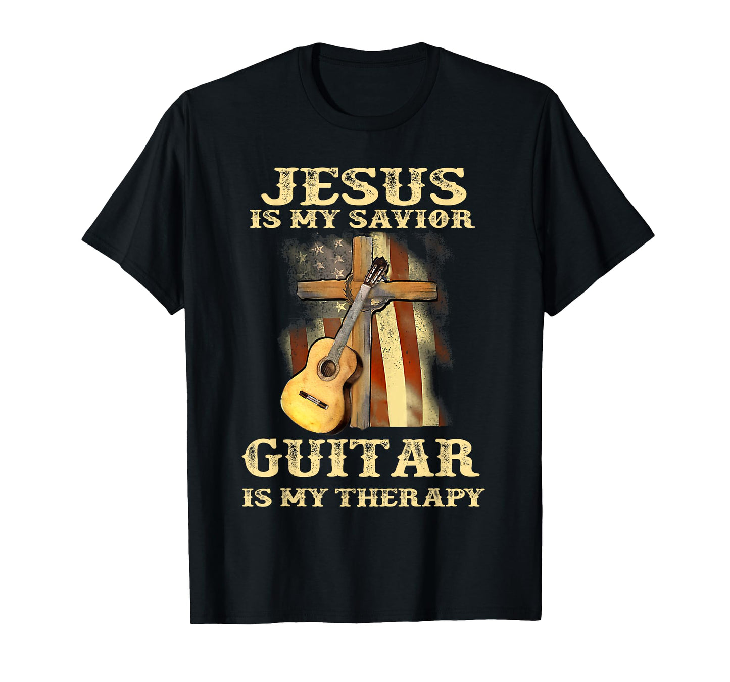 Jesus Is My Savior Guitar Is My Therapy Funny Christian T-Shirt
