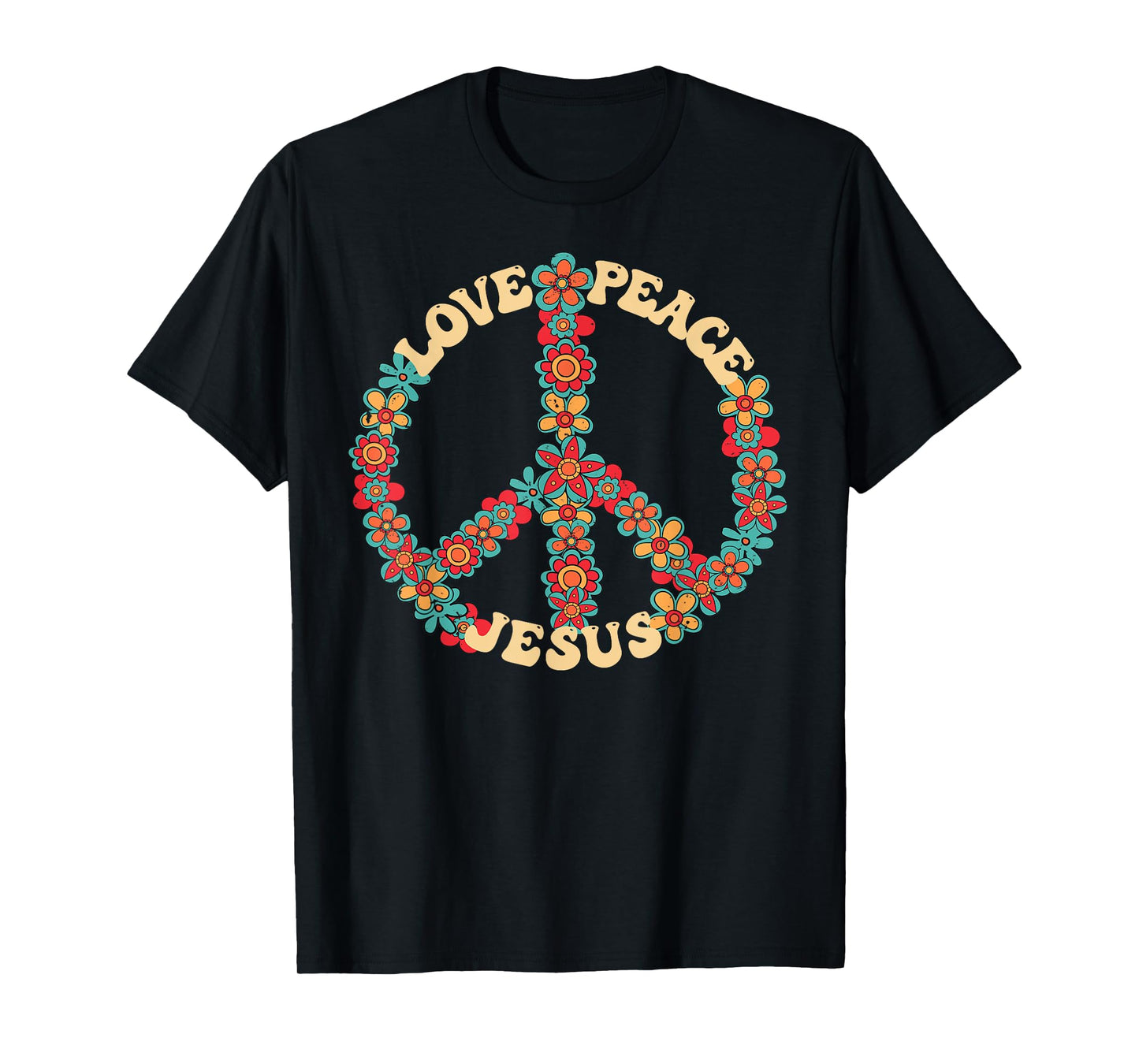 Love peace Jesus christian fun 60s 70s Costume Groovy Hippie T-Shirt