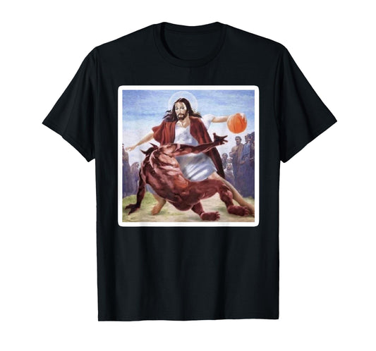 Jesus Crossing Up Satan Basketball T-Shirt