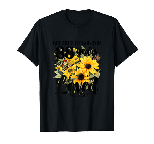 Blessed By God For 88 Years Loved Sunflower 88th Birthday T-Shirt