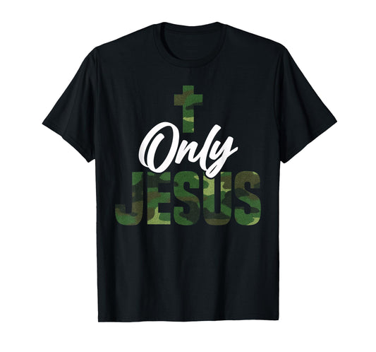 Vintage Jesus Cross Camo Christian Saying Faith T-Shirt
