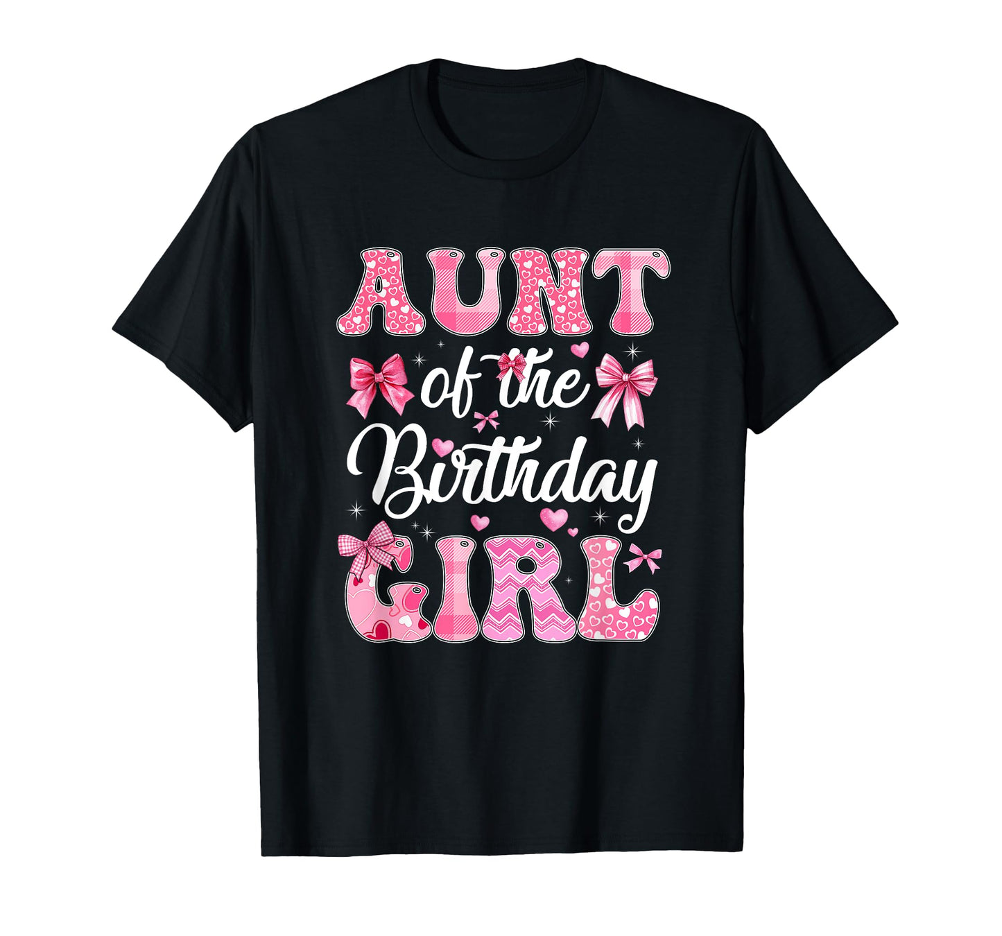 Aunt Of The Birthday Girl Family Pink Coquette Bow T-Shirt