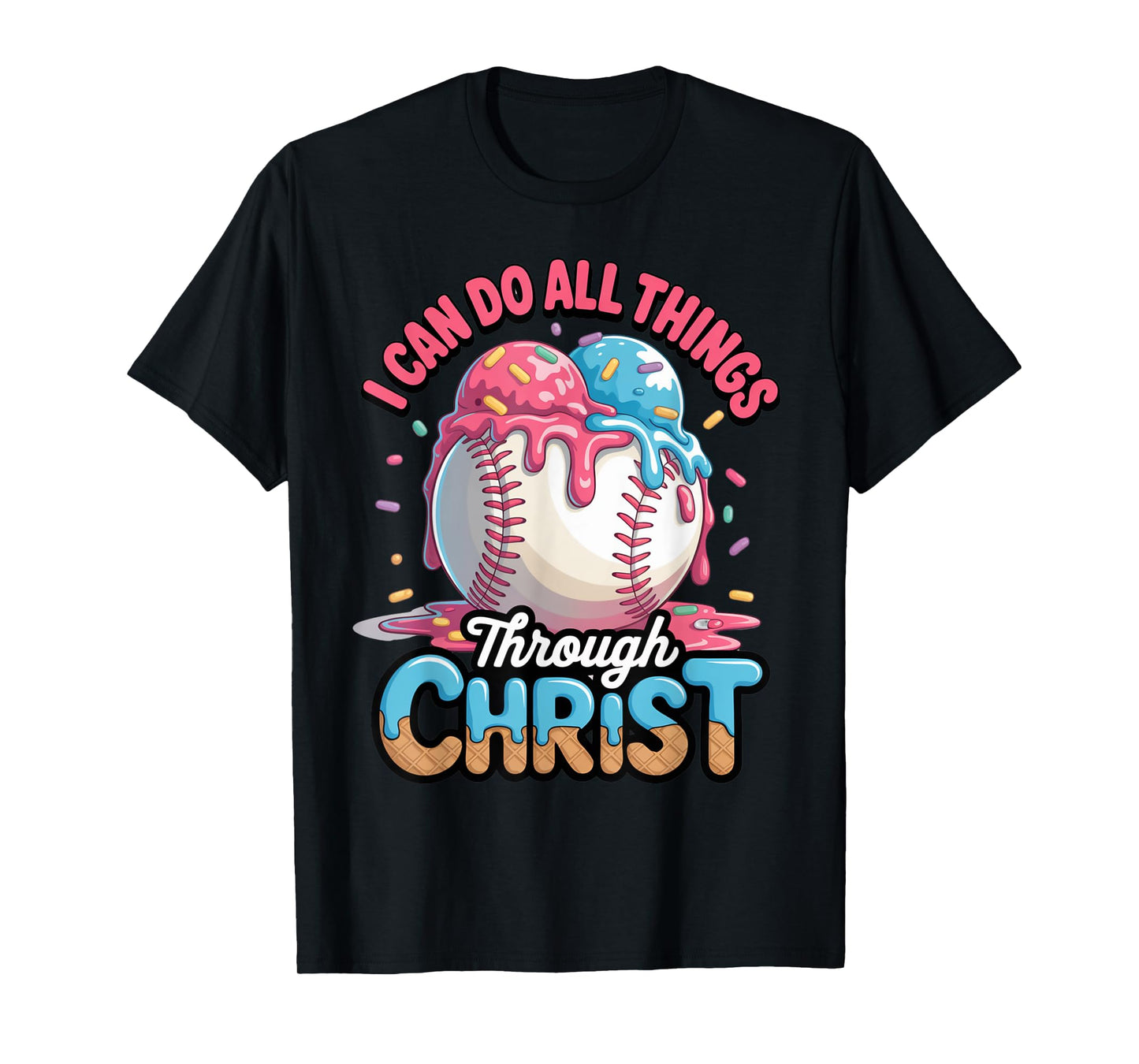 Ice Cream Drip Baseball Stuff Philippians 4:13 Jesus Boys T-Shirt