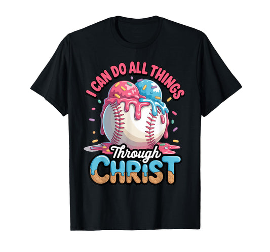 Ice Cream Drip Baseball Stuff Philippians 4:13 Jesus Boys T-Shirt