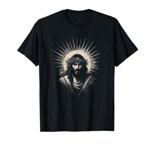 Vintage Face of Jesus Christ Crown of Thorns Catholic Faith T-Shirt