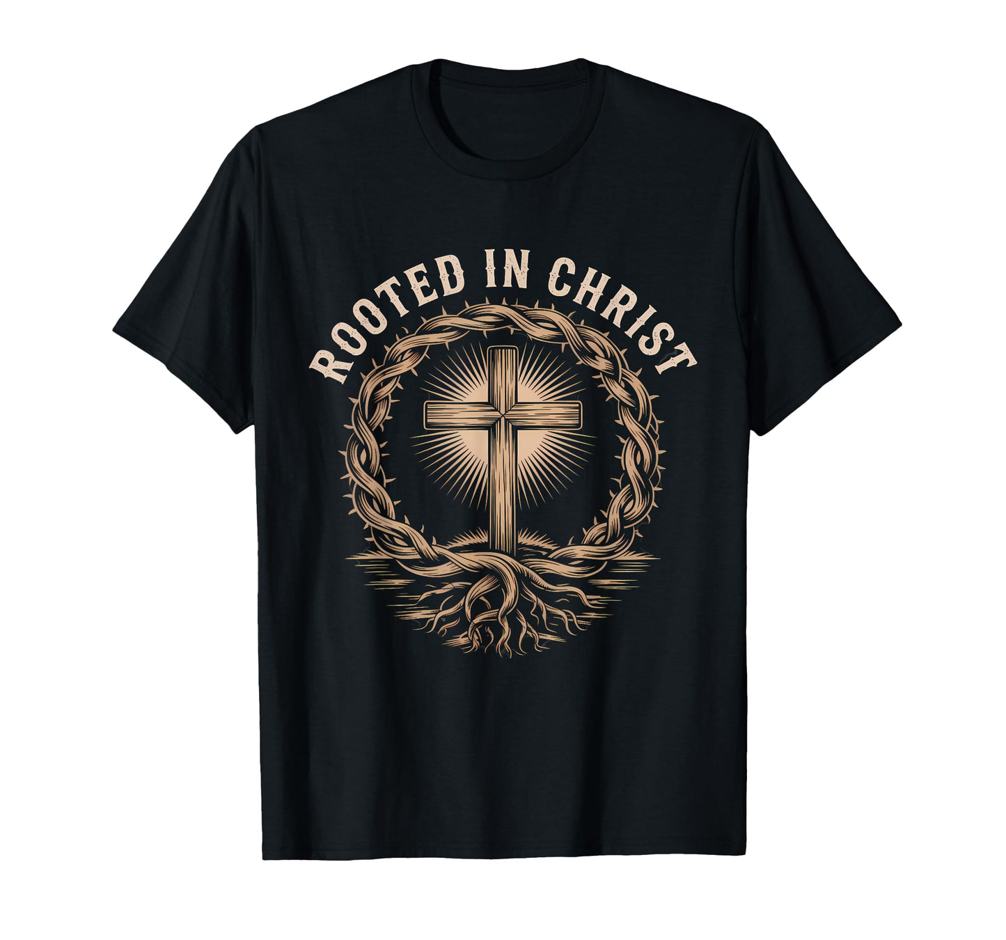 Rooted in Christ Christian Faith Jesus Cross T-Shirt