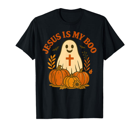 Jesus is My Boo Shirt Cute Christian Ghost Halloween Pumpkin T-Shirt