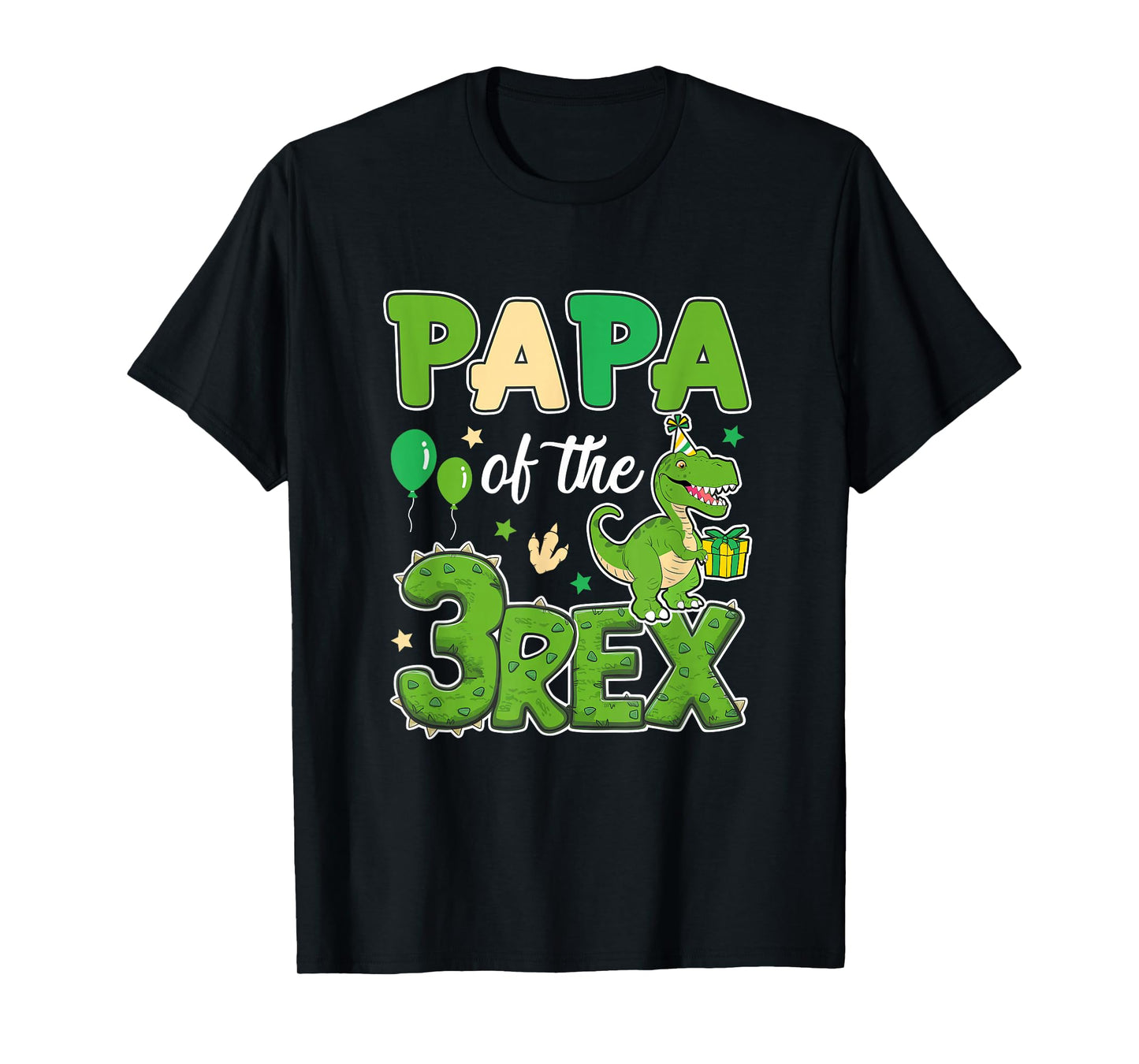 Papa Of The Three Rex Birthday Dinosaur Family Matching T-Shirt