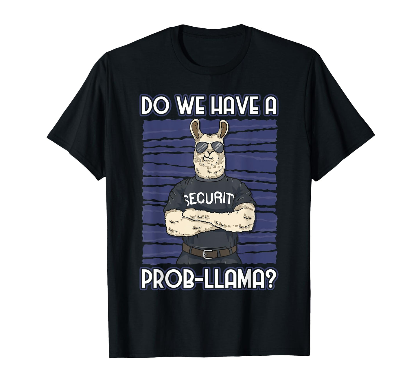 Funny Bouncer Tees Unisex-Adults Security Guard Alpaca T-Shirt, Black, Small, Short Sleeve