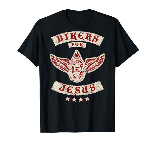 Bikers for Jesus Christian Motorcycle Patch (Design on Back) T-Shirt