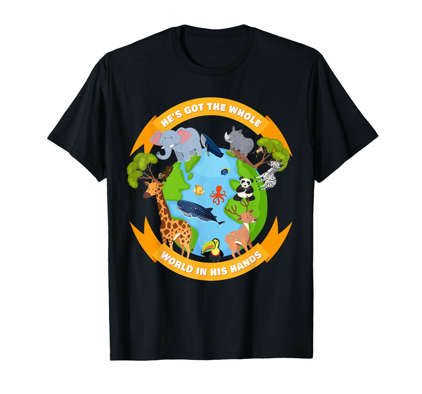 He's Got The Whole World in His Hands – Faith Kids Animals T-Shirt