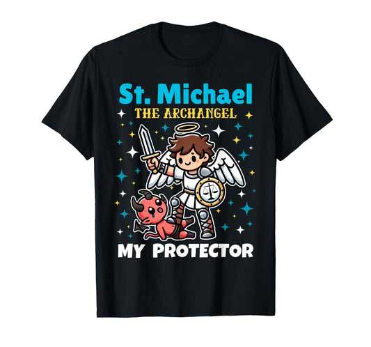 Saint Michael the Archangel Catholic Archangel Pray for kids T-Shirt