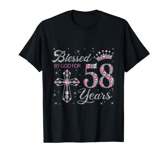 Blessed by God For 58 Years Old 58th Birthday Gift For Women T-Shirt