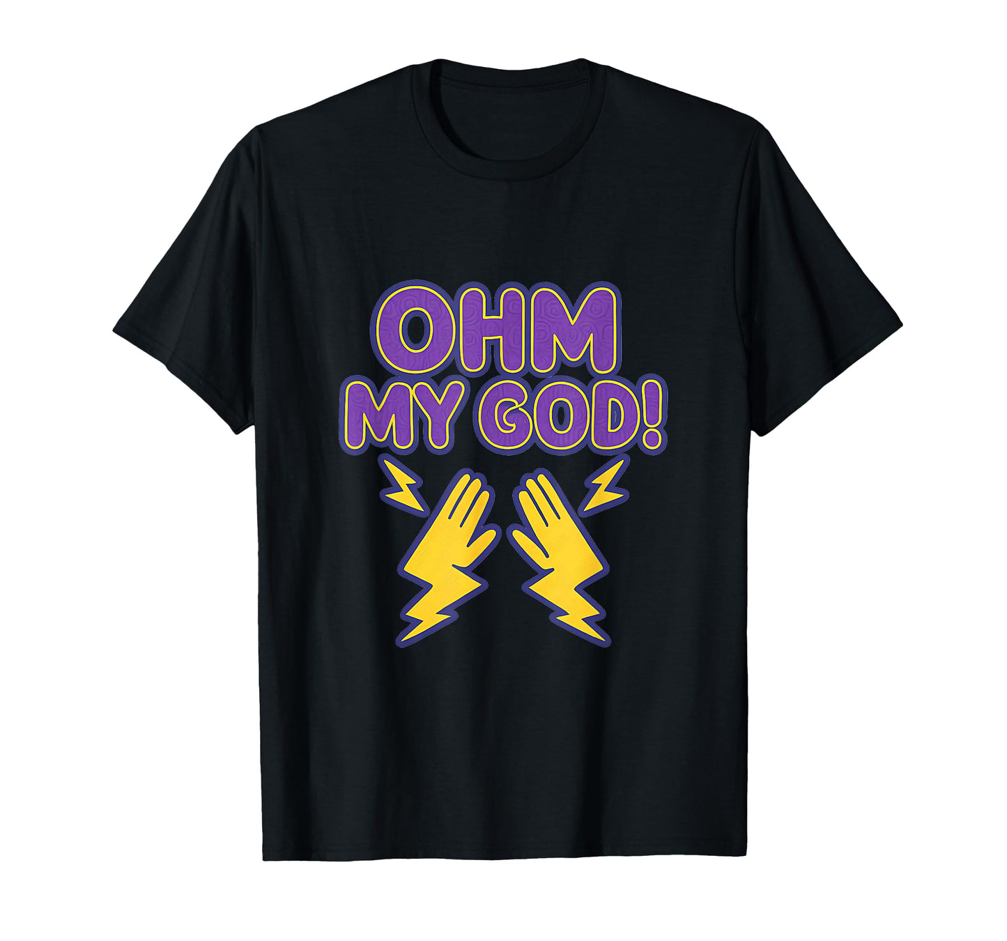 Ohm My God Electrician Humor Bubble Letter Graphic T-Shirt