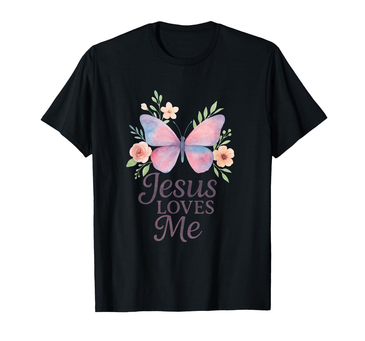 Jesus Loves Me, Butterfly Art - Religious T-Shirt