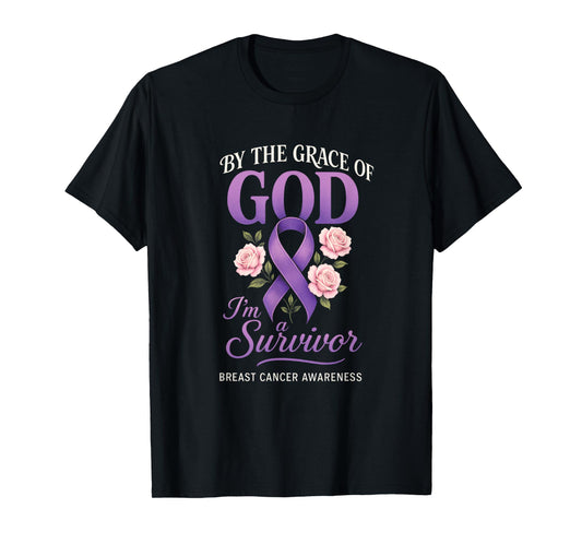 by The Grace of God - Breast Cancer Awareness T-Shirt