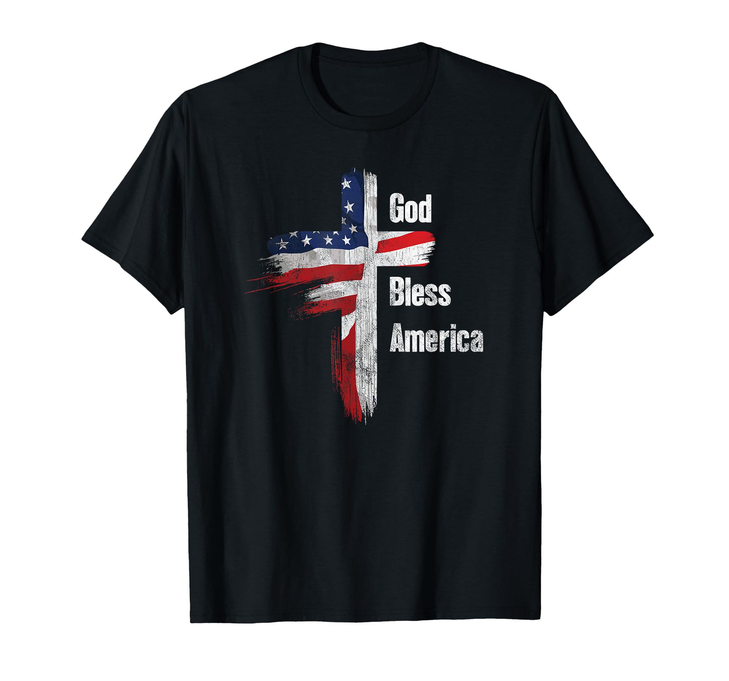 God Bless America 4th of July Christian Patriot USA Flag T-Shirt