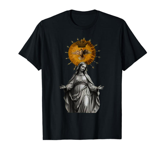 Holy Christ Mother Mary Theme Bird Dove Crown T-Shirt