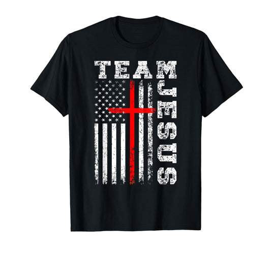 Team Jesus Cross And US Flag T-Shirt