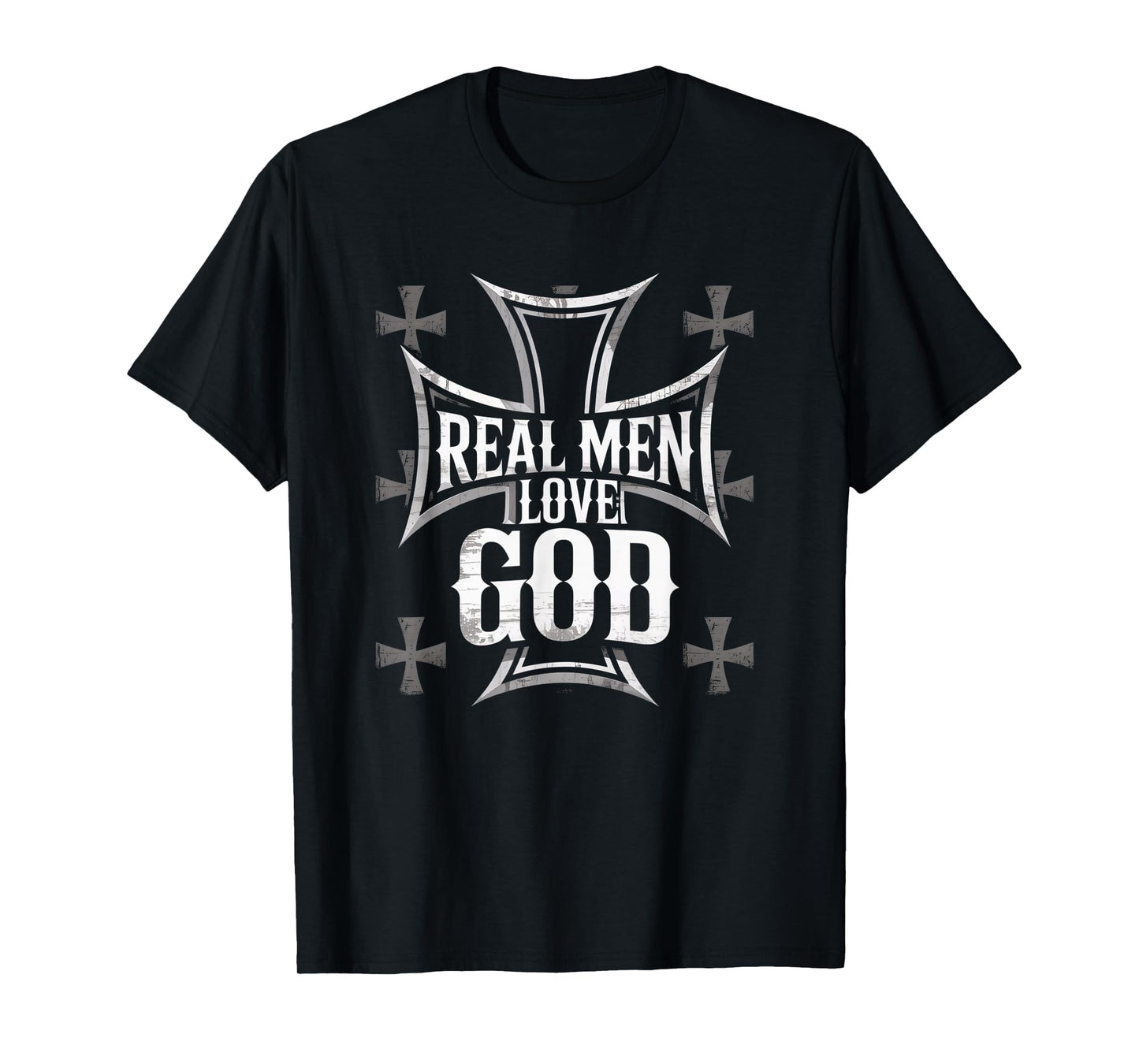 Joshua 24:15 Christian Faith Real Men Love God Cross Design T-Shirt