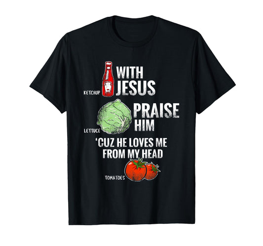 Funny Jesus Christian T-Shirt Vegetarian Tee for Word Pun