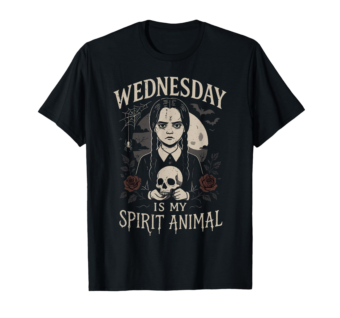 Retro Funny Wednesday is My Spirit Animal Spooky Halloween T-Shirt
