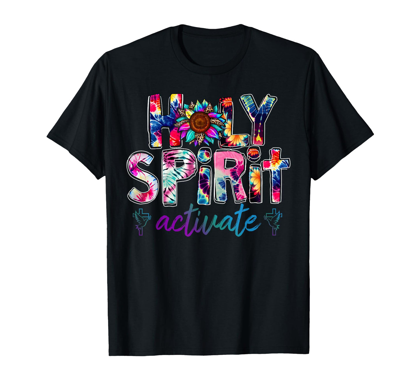 Holy Spirit Activate Leopard Christians Jesus Love Tie Dye T-Shirt