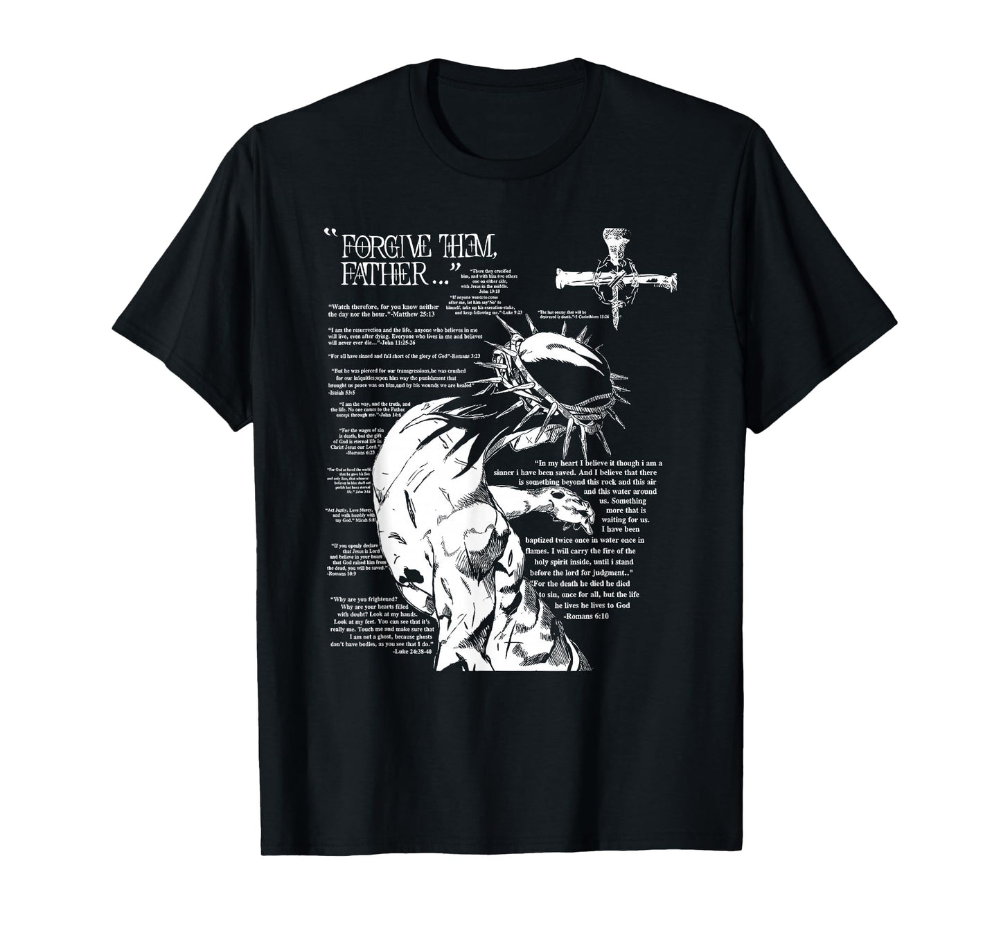 Forgive Them Father Anime Jesus Cross Tee T-Shirt