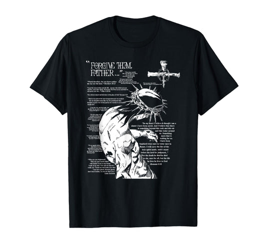 Forgive Them Father Anime Jesus Cross Tee T-Shirt