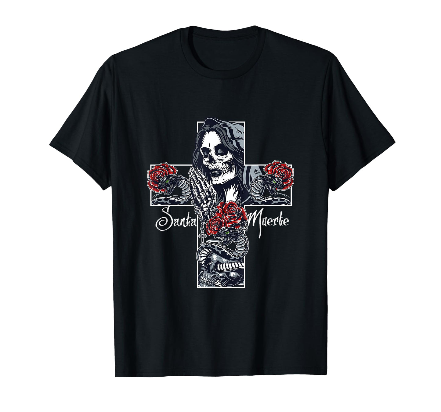 Skull Santa Muerte Cross T-Shirt