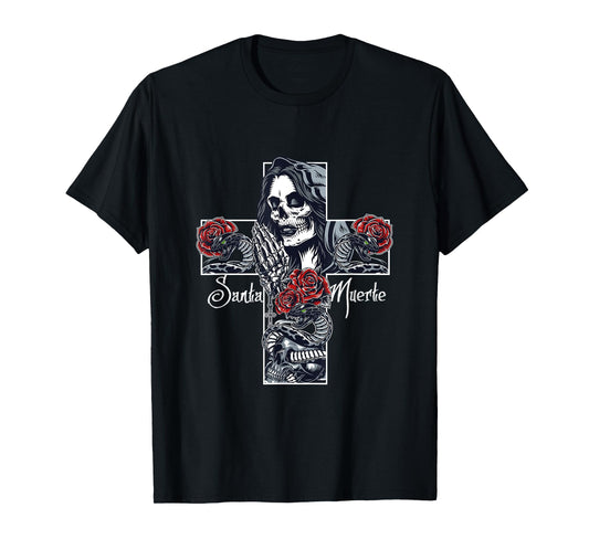 Skull Santa Muerte Cross T-Shirt