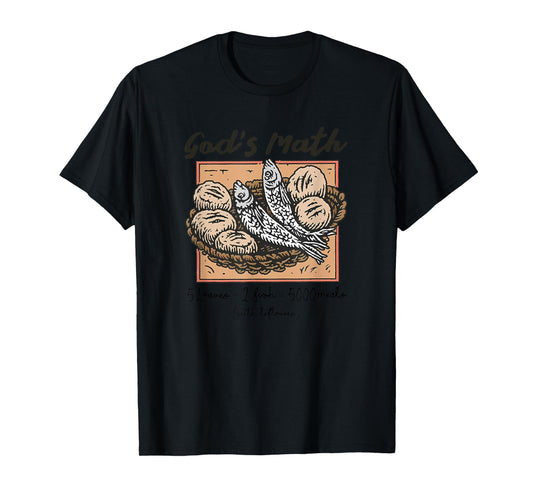 God's Math Loaves Fish Miracle Bible Verse Retro Christian T-Shirt