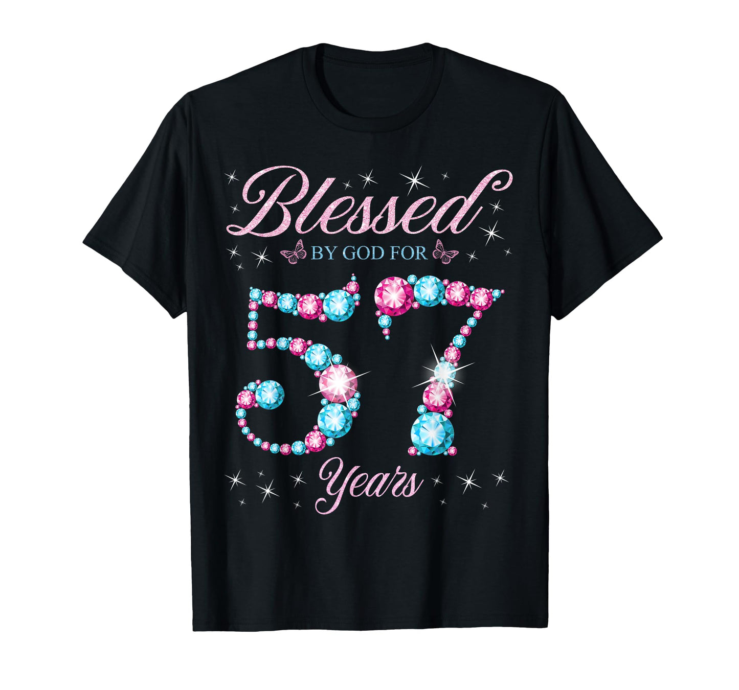 Blessed By God For 57 Years Old 57th Birthday Woman Queen T-Shirt