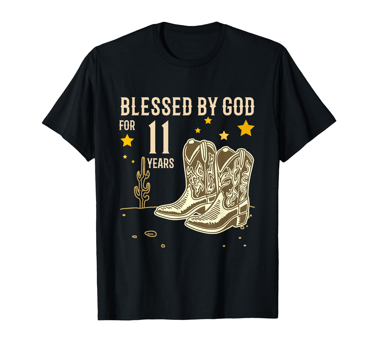 Vintage Blessed by God for 11 Years Cowboy 11th Birthday Boy T-Shirt