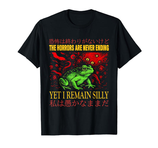 The Horrors Are Never Ending Vintage Japanese Frog Meme T-Shirt