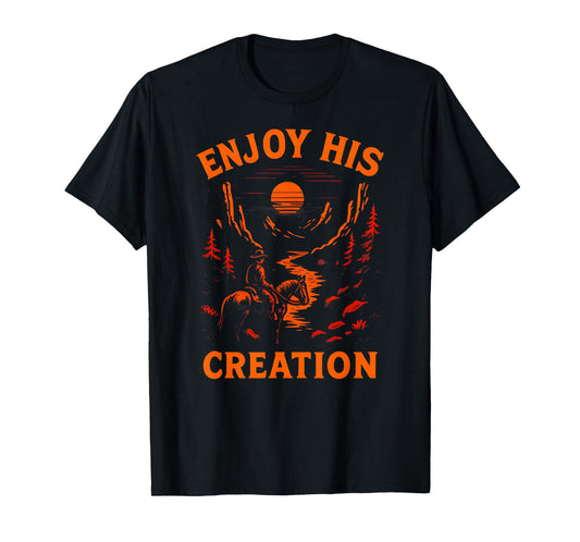 Outdoors Enjoy His Creation Vintage Mens Christian Faith T-Shirt