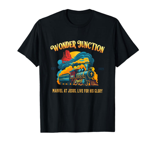 Christian Camp VBS 2025 Wonder His Glory Junction Train T-Shirt