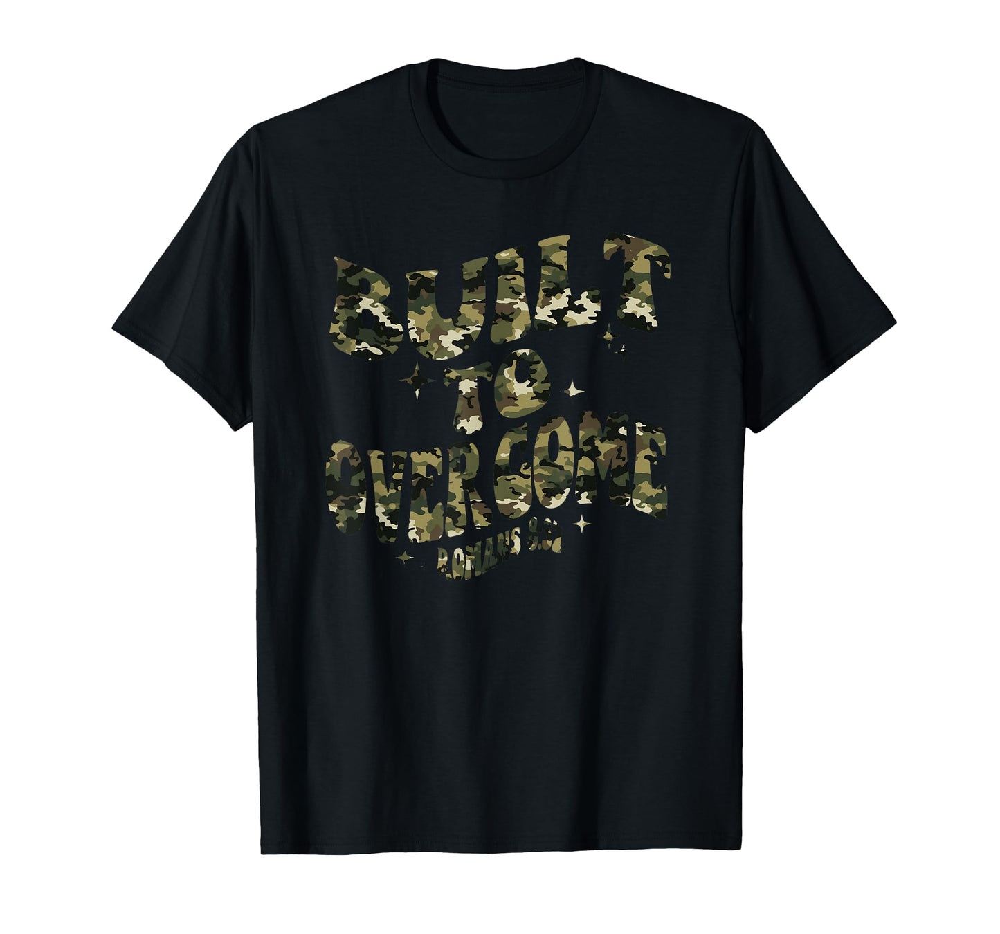 Built to Overcome Camo Christian Faith Workout Scripture Gym T-Shirt