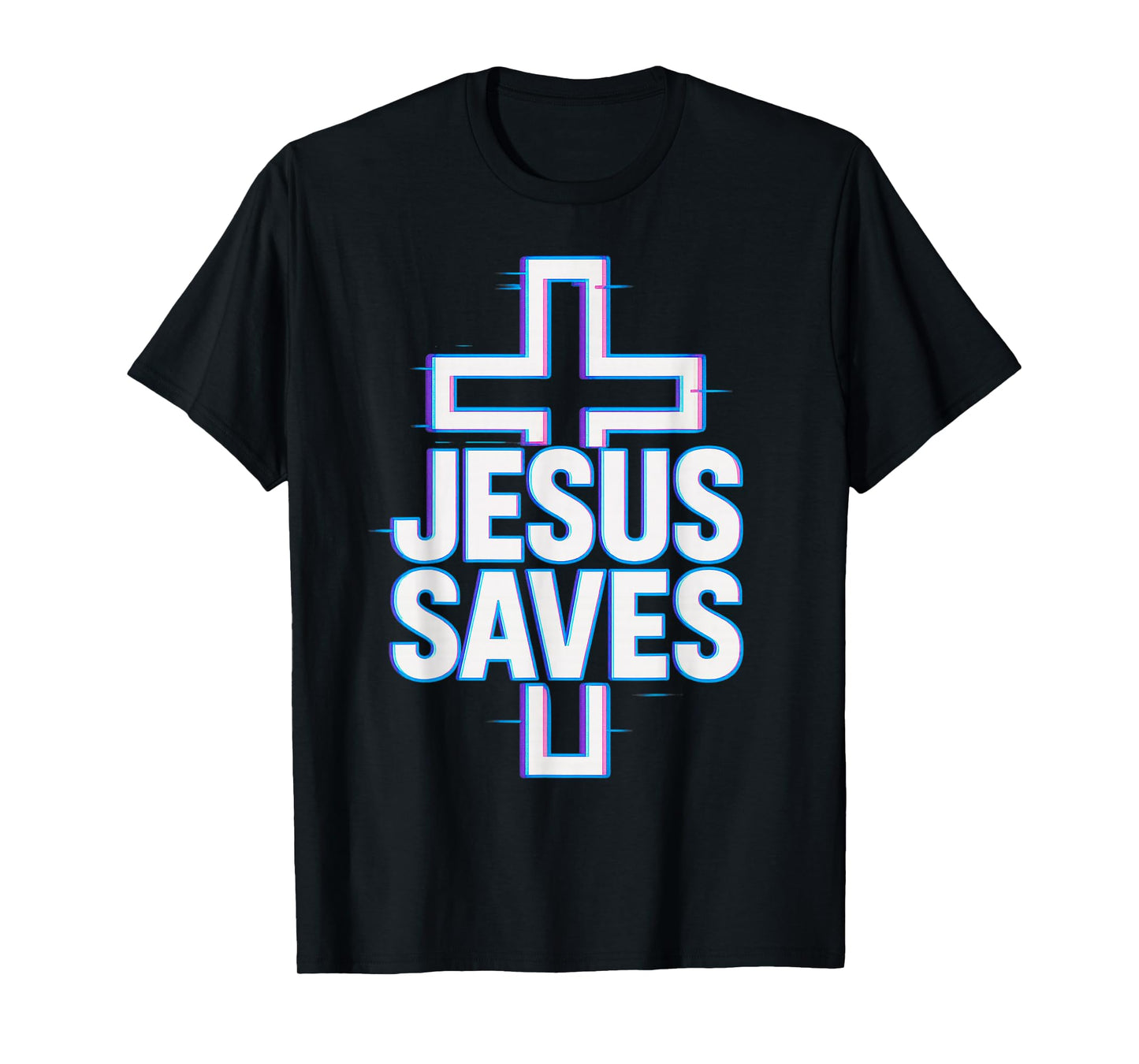 Jesus Saves Neon Glitch Christian T-Shirt