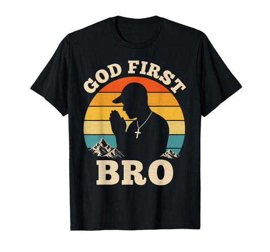 God First Bro Vintage Hip Hop Christian Teenagers Praying T-Shirt