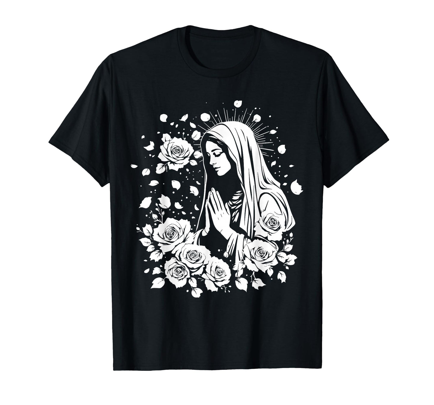 Blessed Mother Mary Mother of Jesus Roses Our Lady Catholic T-Shirt