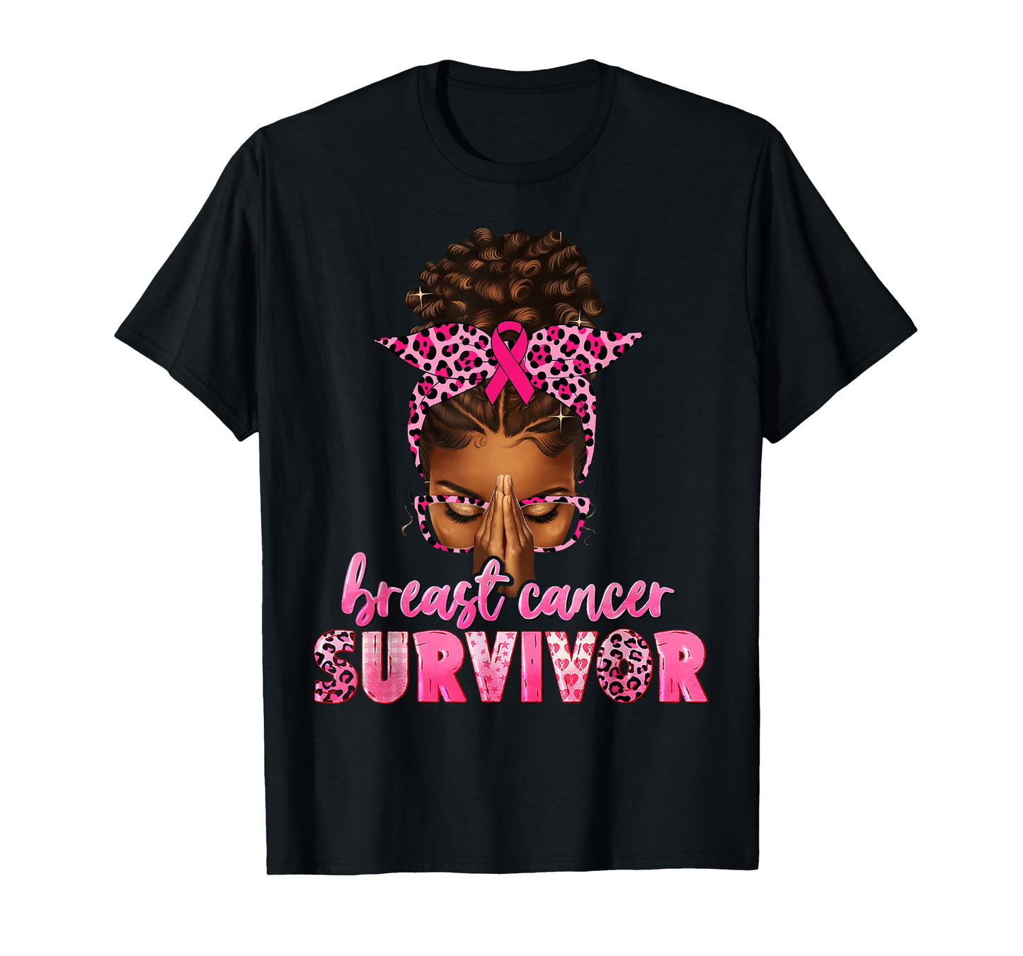 Breast Cancer Survivor Black Women Afro African Christian T-Shirt