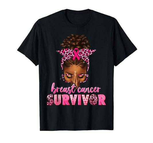 Breast Cancer Survivor Black Women Afro African Christian T-Shirt