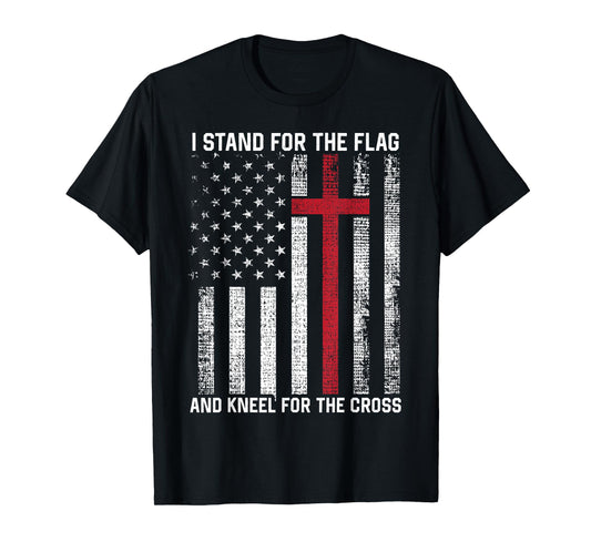 I Stand for the Flag and Kneel for the Cross USA Christian T-Shirt